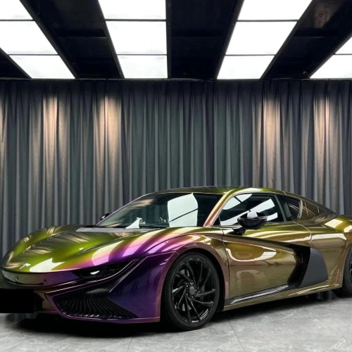 Gloss Metallic Chameleon Yellow Purple Car Vinyl Wrap PET reviewed by