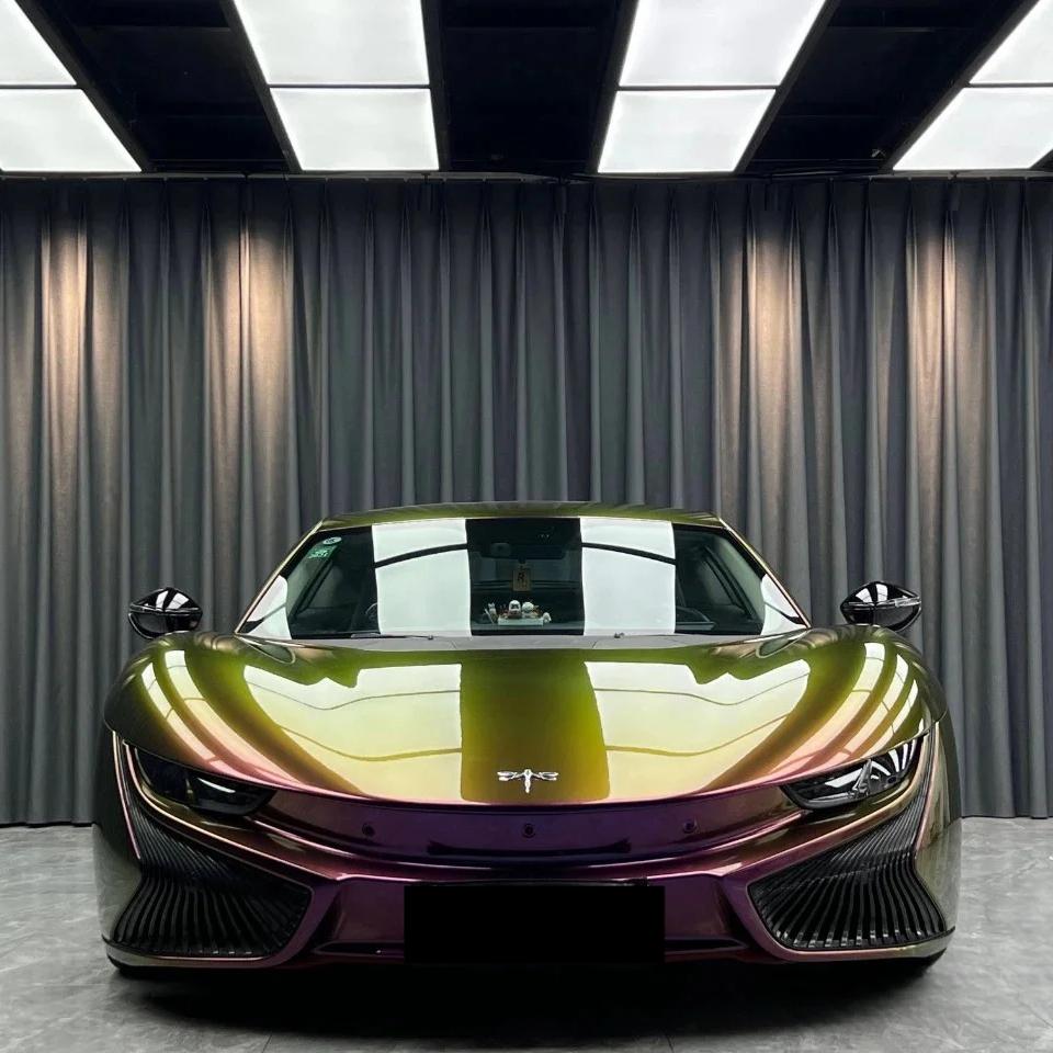 Gloss Metallic Chameleon Yellow Purple Car Vinyl Wrap PET review Chameleon 01