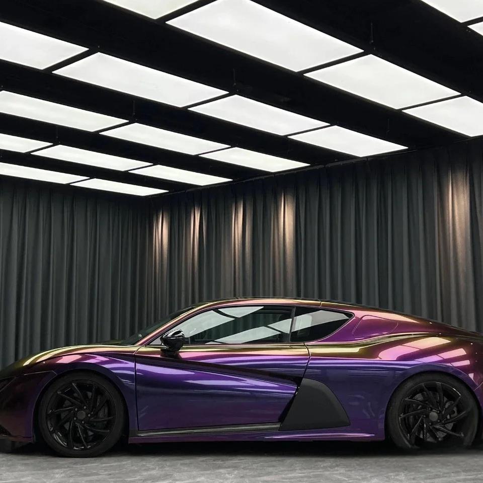 Gloss Metallic Chameleon Yellow Purple Car Vinyl Wrap PET review Chameleon 03