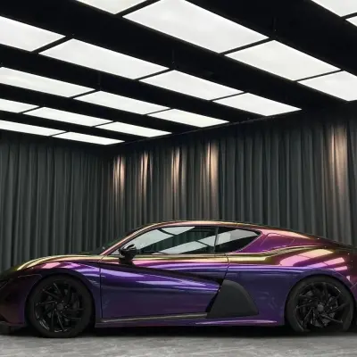 Gloss Metallic Chameleon Yellow Purple Car Vinyl Wrap PET review Chameleon 04