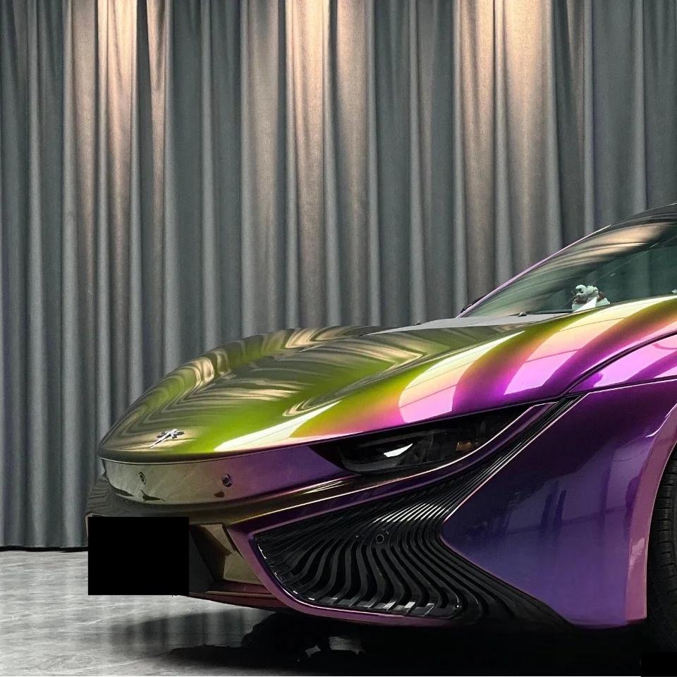 Gloss Metallic Chameleon Yellow Purple Car Vinyl Wrap PET review Chameleon 04