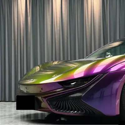 Gloss Metallic Chameleon Yellow Purple Car Vinyl Wrap PET review Chameleon 05