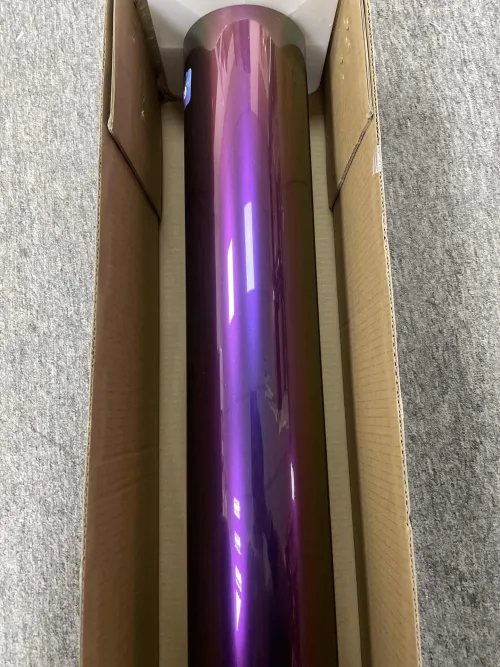 Gloss Metallic Chameleon Yellow Purple Car Vinyl Wrap PET review 