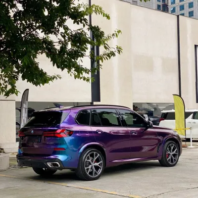 PET Gloss Metallic Chameleon Purple Blue Car Vinyl Wrap review Vinyl 05