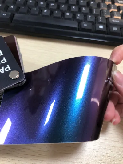 PET Gloss Metallic Chameleon Purple Blue Car Vinyl Wrap review Sample 01