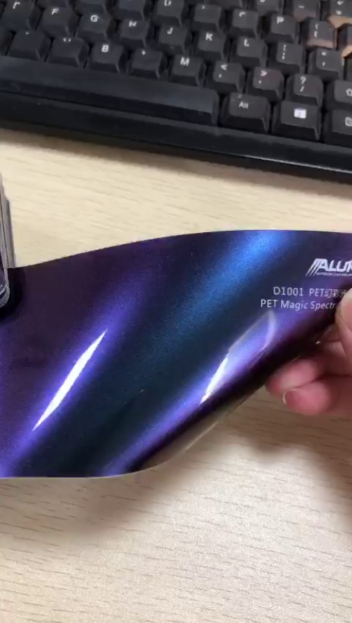 PET Gloss Metallic Chameleon Purple Blue Car Vinyl Wrap review Sample 00