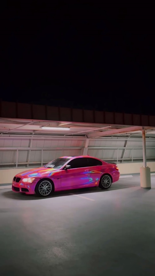 Gloss Pink Holographic Chrome Laser Car Vinyl Wrap Coupe BMW review David 