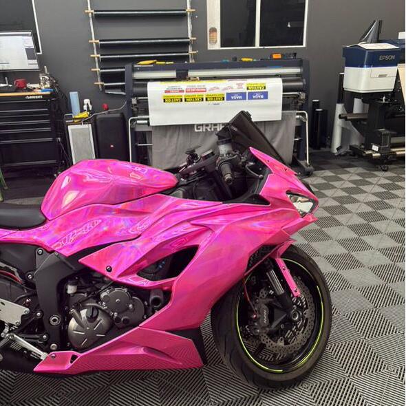 Gloss Pink Holographic Chrome Laser Car Vinyl Wrap Coupe BMW review kitysaki 02