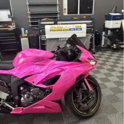 Gloss Pink Holographic Chrome Laser Car Vinyl Wrap Coupe BMW review kitysaki 03