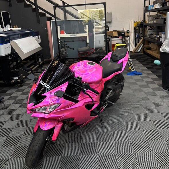 Gloss Pink Holographic Chrome Laser Car Vinyl Wrap Coupe BMW review kitysaki 03