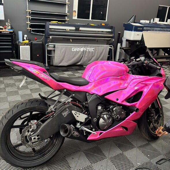 Gloss Pink Holographic Chrome Laser Car Vinyl Wrap Coupe BMW review kitysaki 04