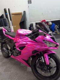 Gloss Pink Holographic Chrome Laser Car Vinyl Wrap Coupe BMW review kitysaki 02