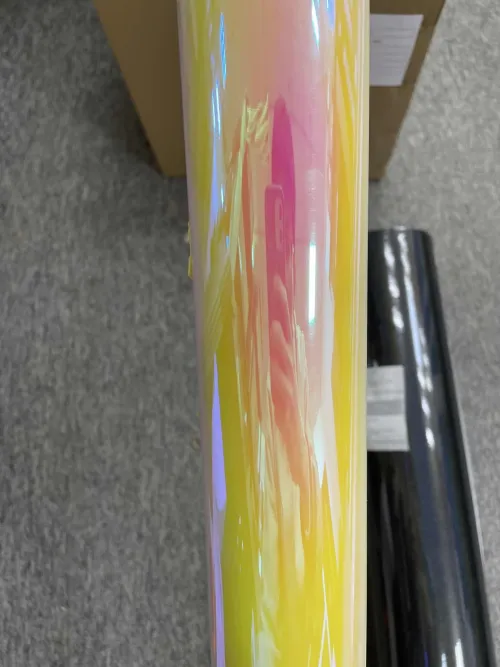 Gloss Rainbow Chrome Holographic Pink Car Vinyl Wrap review 
