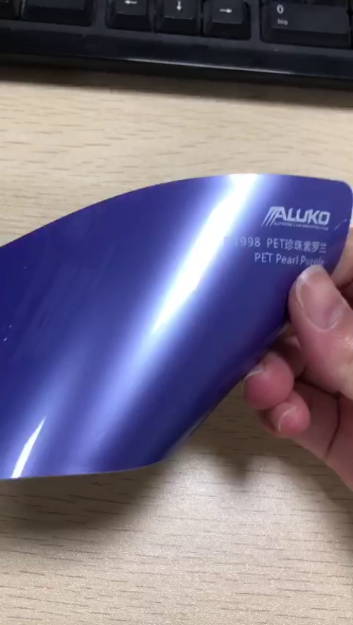 Super  Glossy Pearl Purple Car Vinyl Wrap PET review 