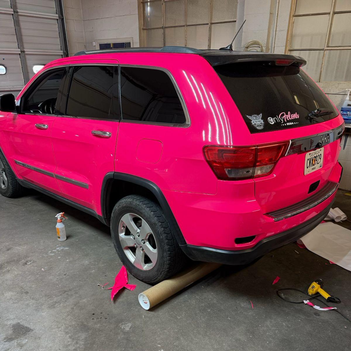 Gloss Fluorescent Pink Car Vinyl Wrap review Michael 01