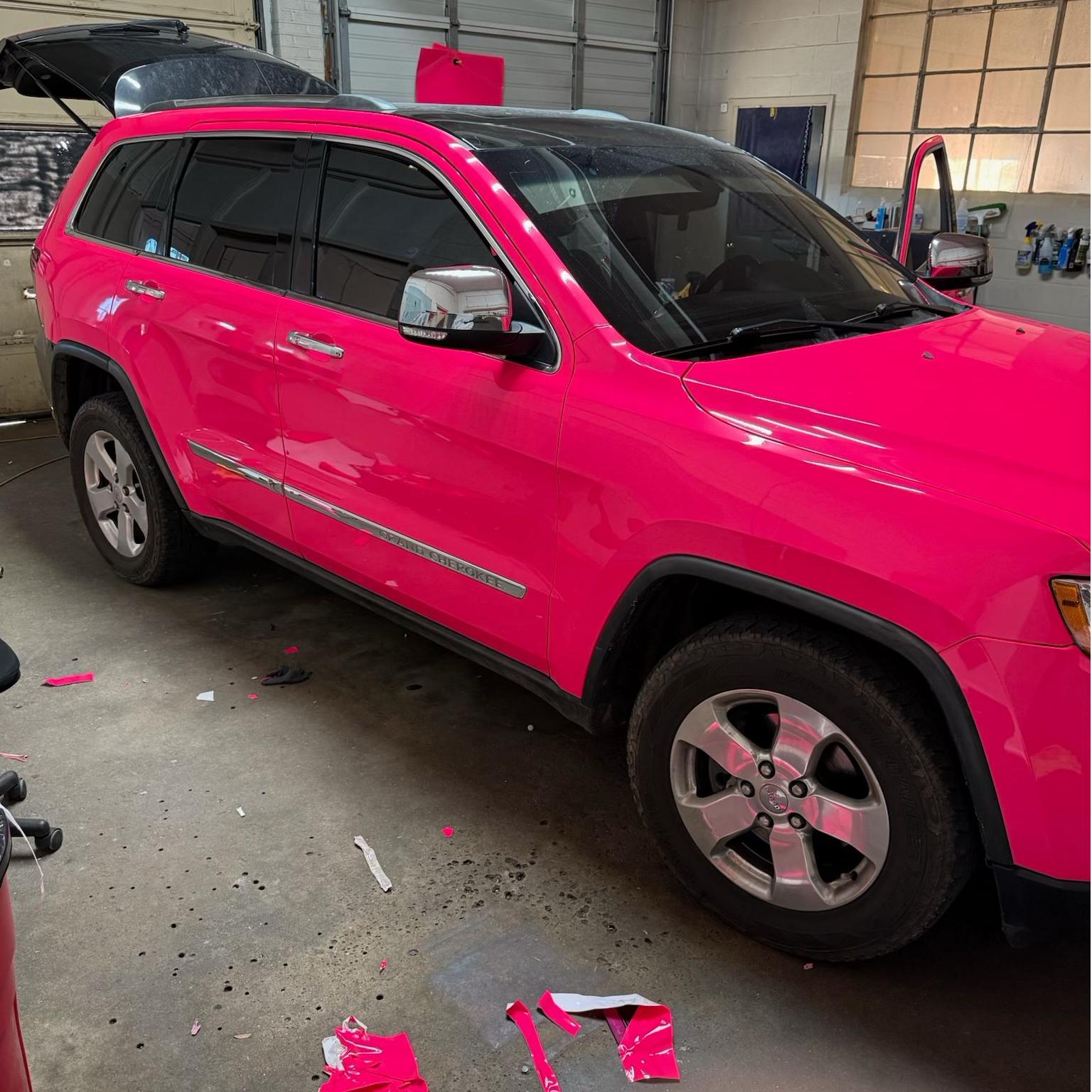 Gloss Fluorescent Pink Car Vinyl Wrap review Michael 03