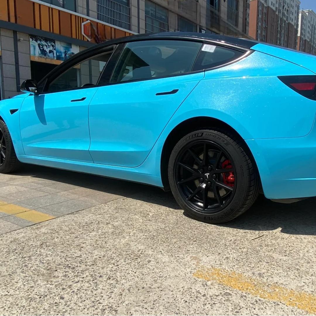 Gloss Metallic Sparkle Sky Blue Car Vinyl Wrap review Sparkle 01