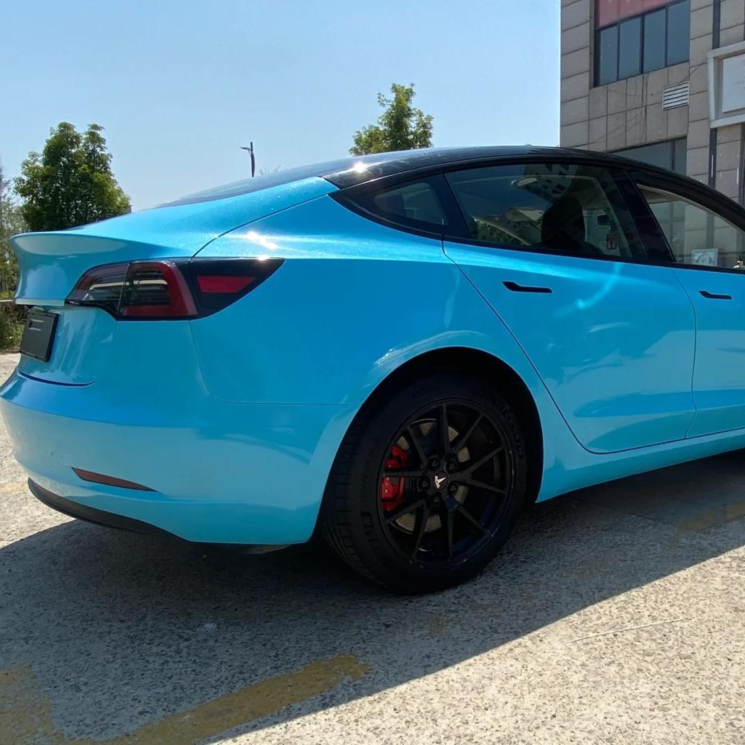 Gloss Metallic Sparkle Sky Blue Car Vinyl Wrap review Sparkle 02
