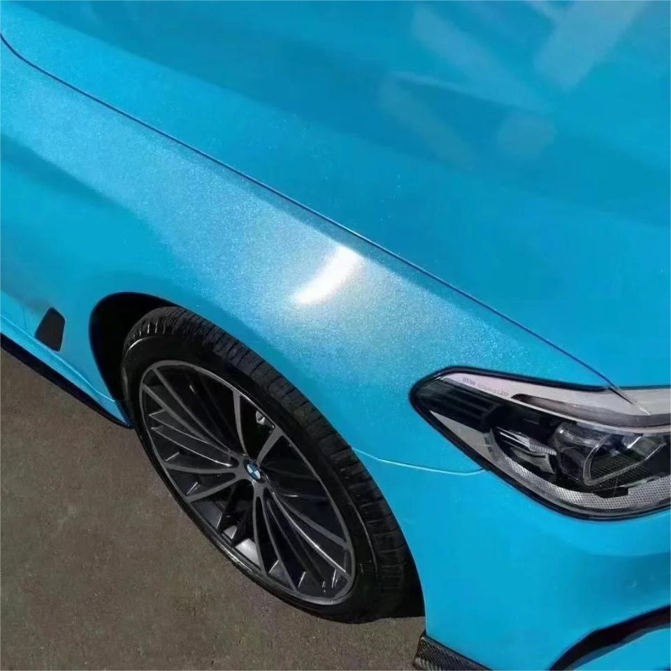 Gloss Metallic Sparkle Sky Blue Car Vinyl Wrap review Practice 00