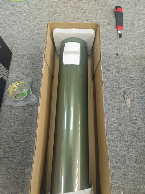 Gloss Metallic Olive Green Car Vinyl Wrap PET review 