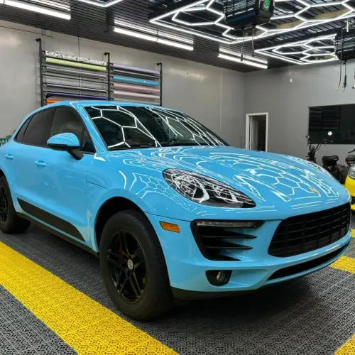 Gloss Light Sky Blue Car Vinyl Wrap PET review 