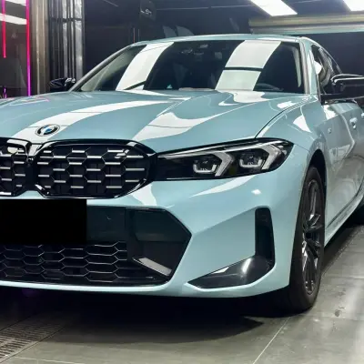Gloss Meissen Blue Car Vinyl Wrap PET review Customer 01