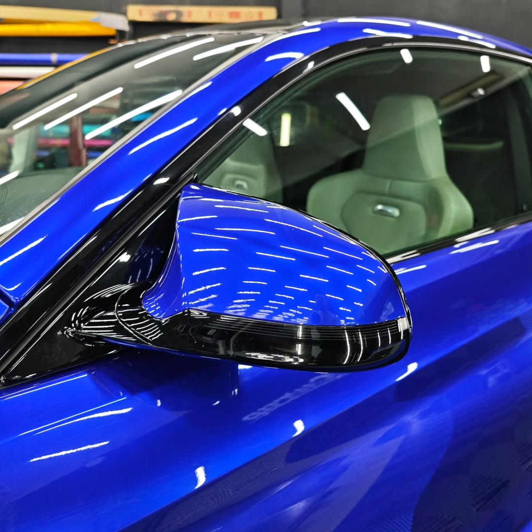 Gloss Metallic Ocean Deep Blue Car Vinyl Wrap PET review ncw 05