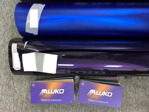 Matte Metallic Satin Chrome Blue Car Vinyl Wrap PET review 