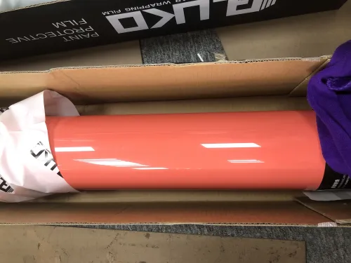 Gloss Coral Orange Car Vinyl Wrap PET review 