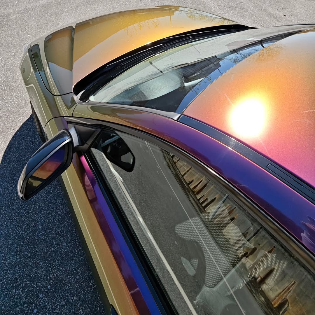 Gloss Metallic Chameleon Yellow Purple Car Vinyl Wrap PET review ncw 02