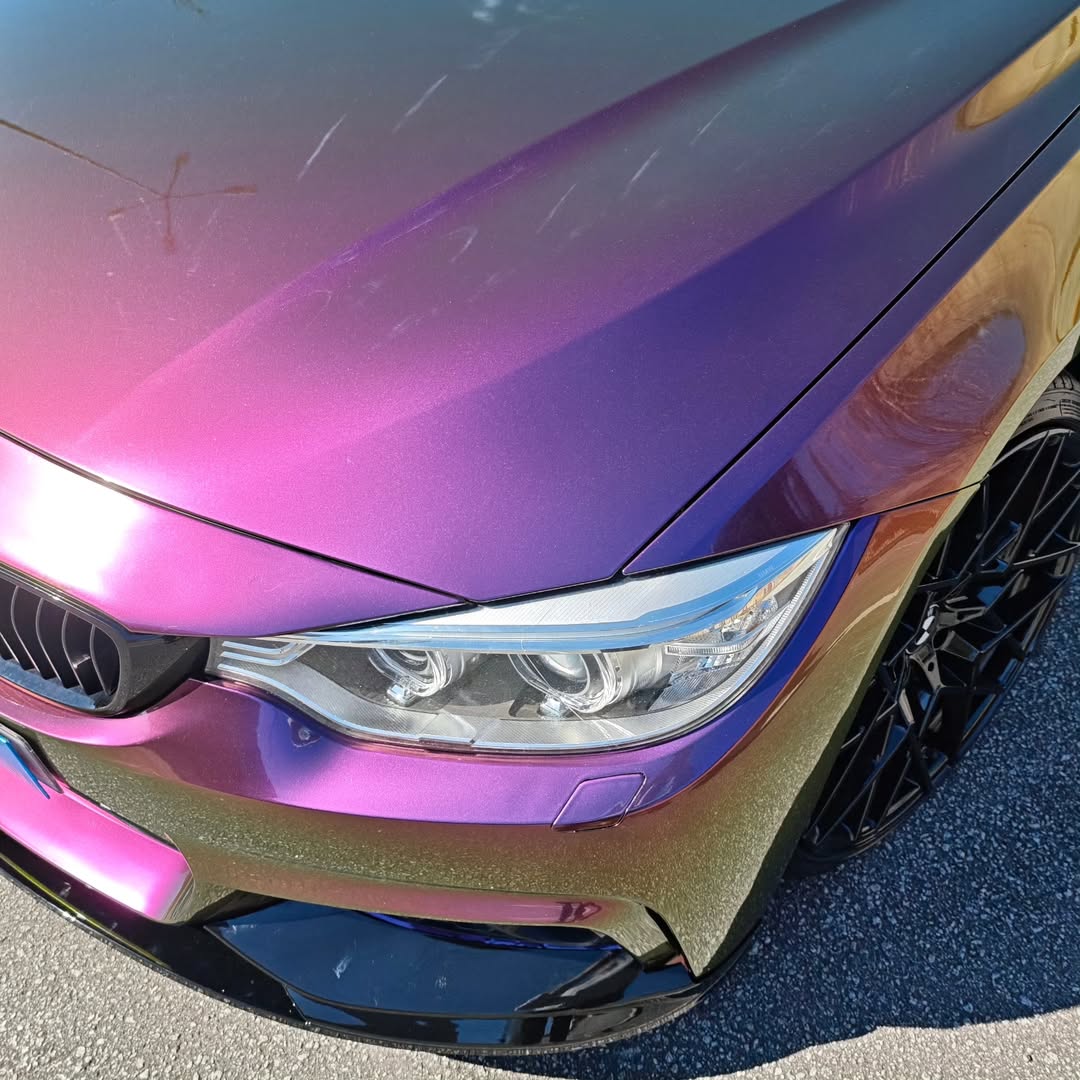 Gloss Metallic Chameleon Yellow Purple Car Vinyl Wrap PET review ncw 04