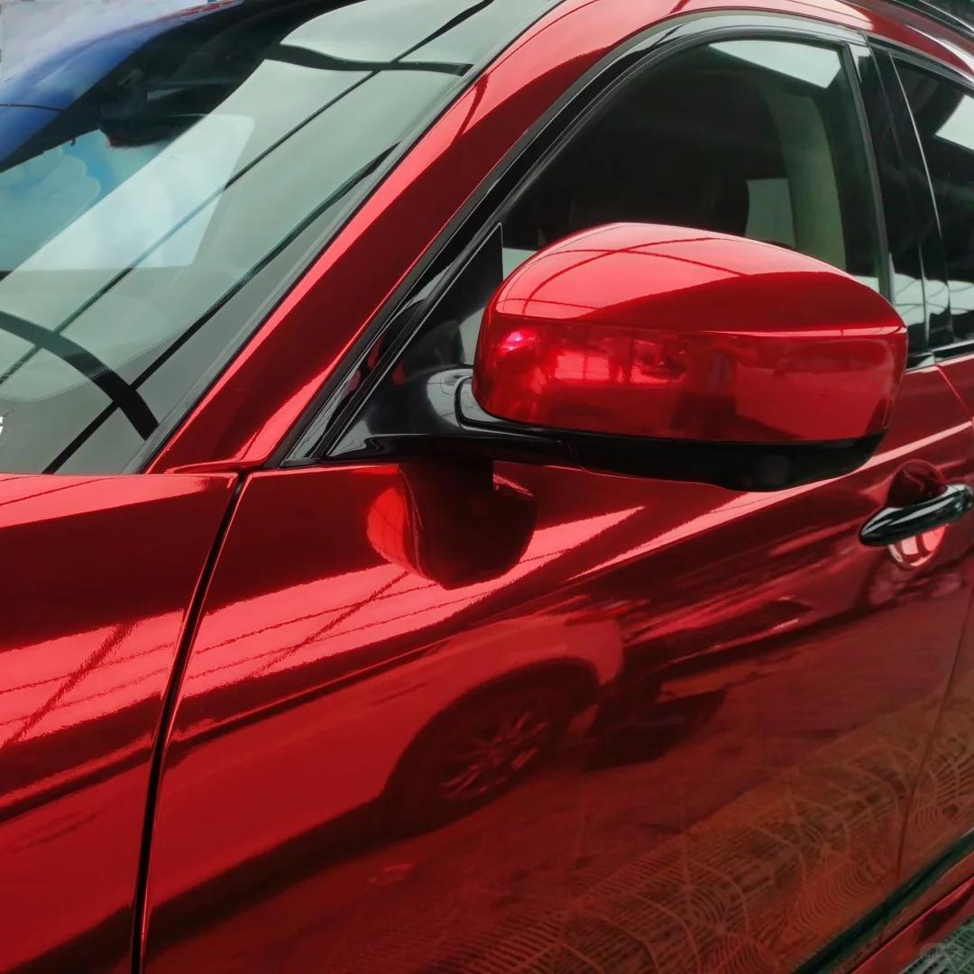 Gloss Mirror Chrome Candy Apple Red  Car Vinyl Wrap PET review Mirror 01