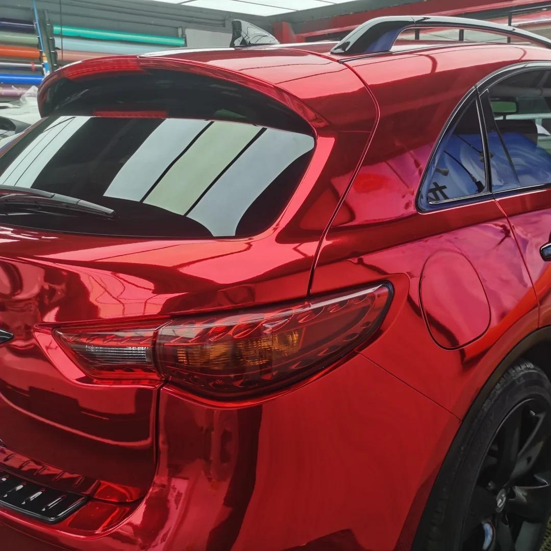 Gloss Mirror Chrome Candy Apple Red  Car Vinyl Wrap PET review Mirror 02