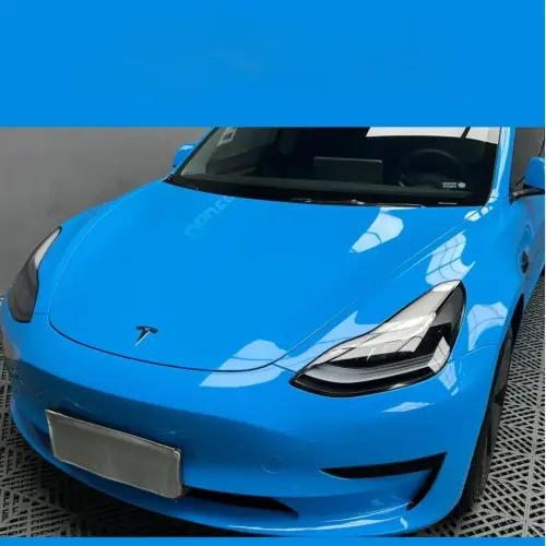 Gloss Crystal Sky Blue Car Viny Wrap PET review 
