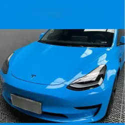 Gloss Crystal Sky Blue Car Viny Wrap PET review tesla 01