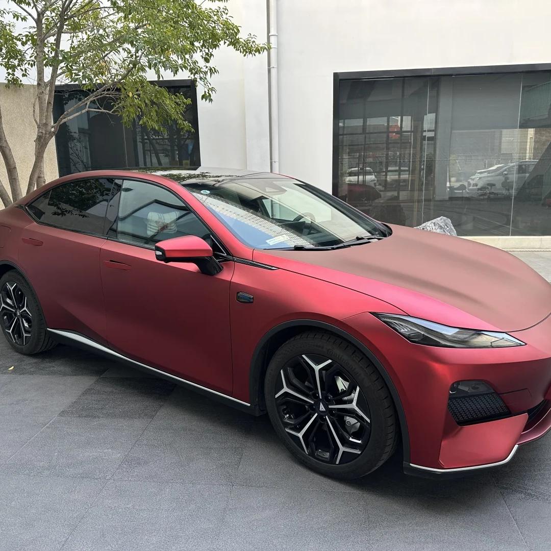 Satin Chrome Metallic Romanee Red Car Vinyl Wrap  review Chrome 01