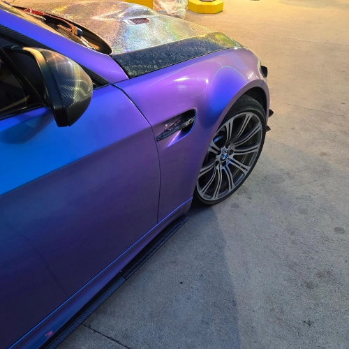 Gloss Chameleon Blue Purple Car Vinyl Wrap review 