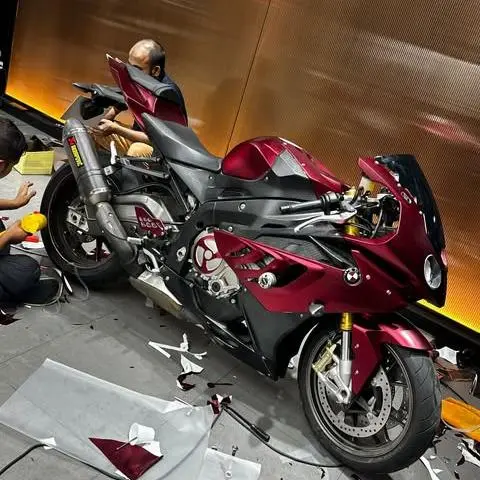 Satin Chrome Metallic Romanee Red Car Vinyl Wrap  review 