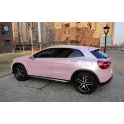 Matte Metallic Pearl Pink Car Vinyl Wrap PET review matte pink 02