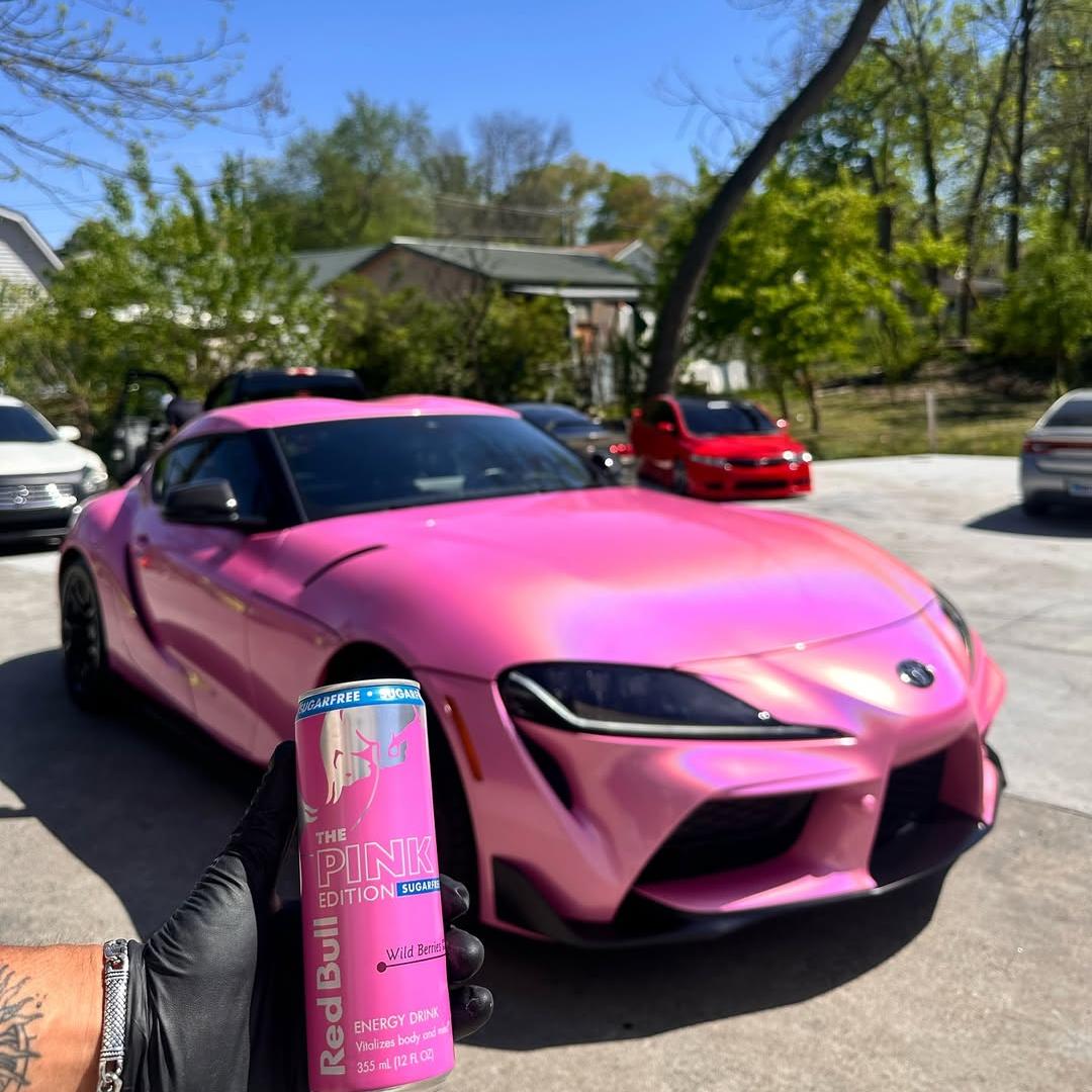Gloss Metallic Rainbow Laser Pink Car Vinyl Wrap review mexwraps 01
