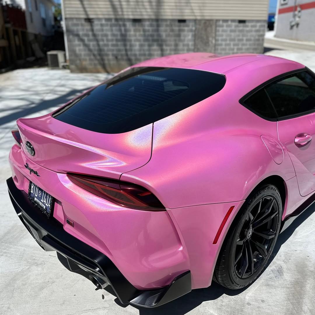 Gloss Metallic Rainbow Laser Pink Car Vinyl Wrap review mexwraps 02