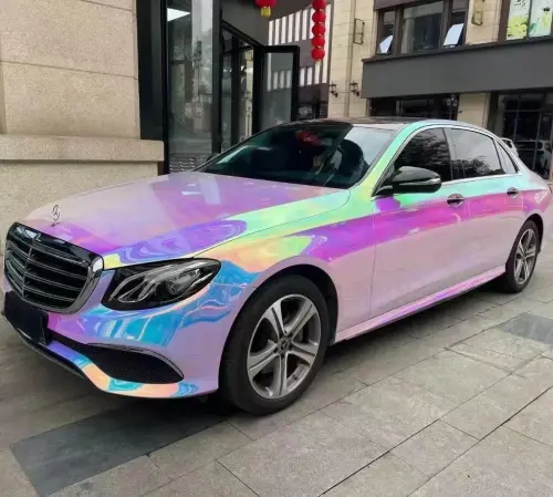 Gloss Rainbow Holographic Chrome White Car Vinyl Wrap review 