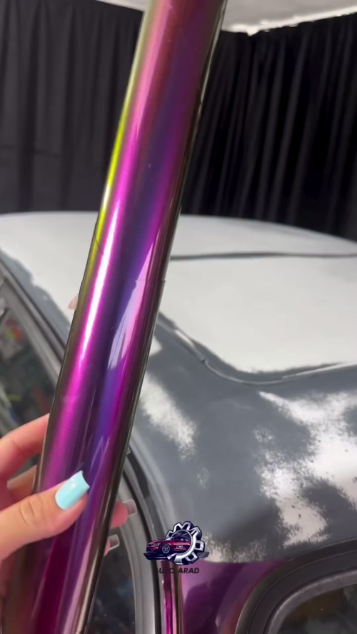 Gloss Metallic Chameleon Yellow Purple Car Vinyl Wrap PET review 