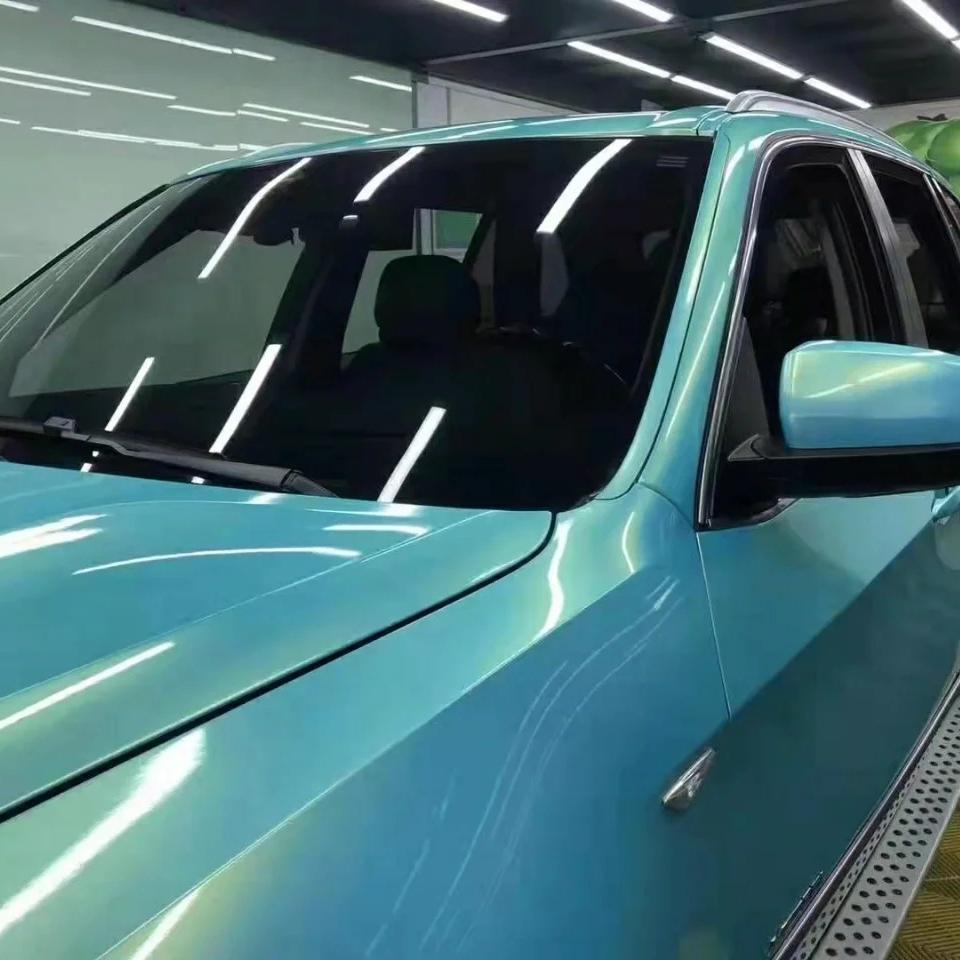 Gloss Metallic Neon Ice Blue Car Vinyl Wrap review ice blue 01