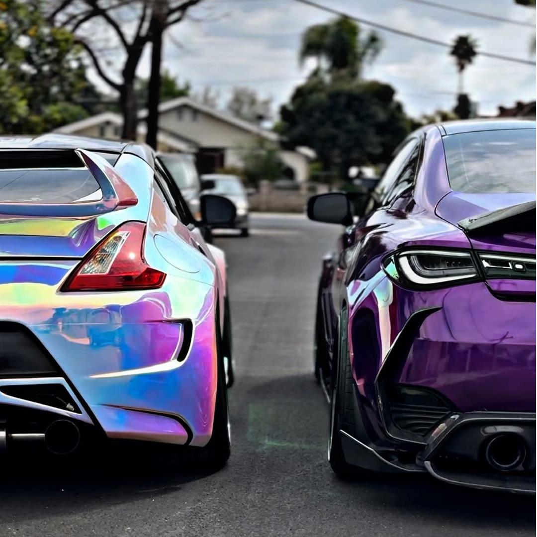 Gloss Rainbow Holographic Chrome White Car Vinyl Wrap review z34queen 01