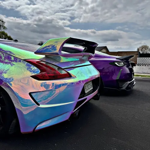 Gloss Rainbow Holographic Chrome White Car Vinyl Wrap review 