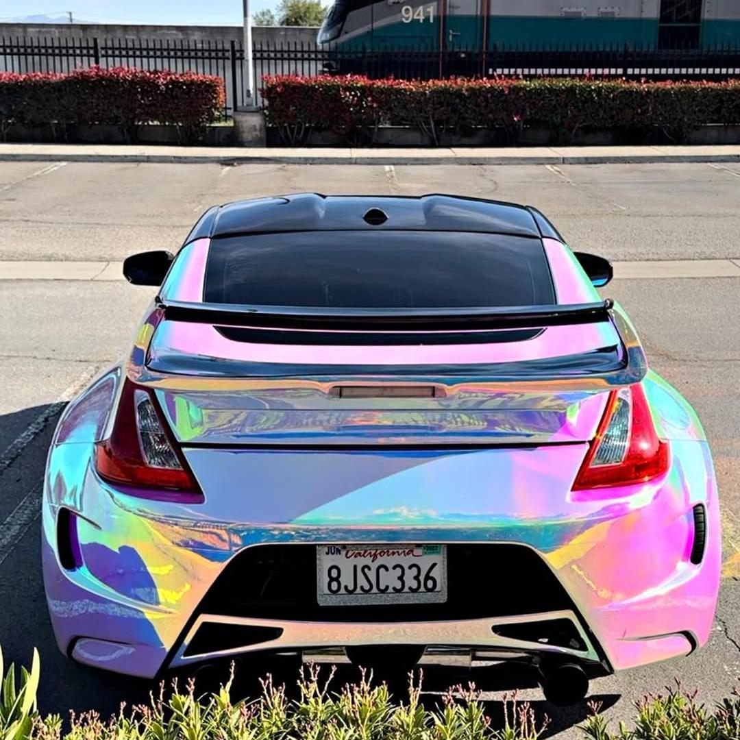 Gloss Rainbow Holographic Chrome White Car Vinyl Wrap review z34queen 04