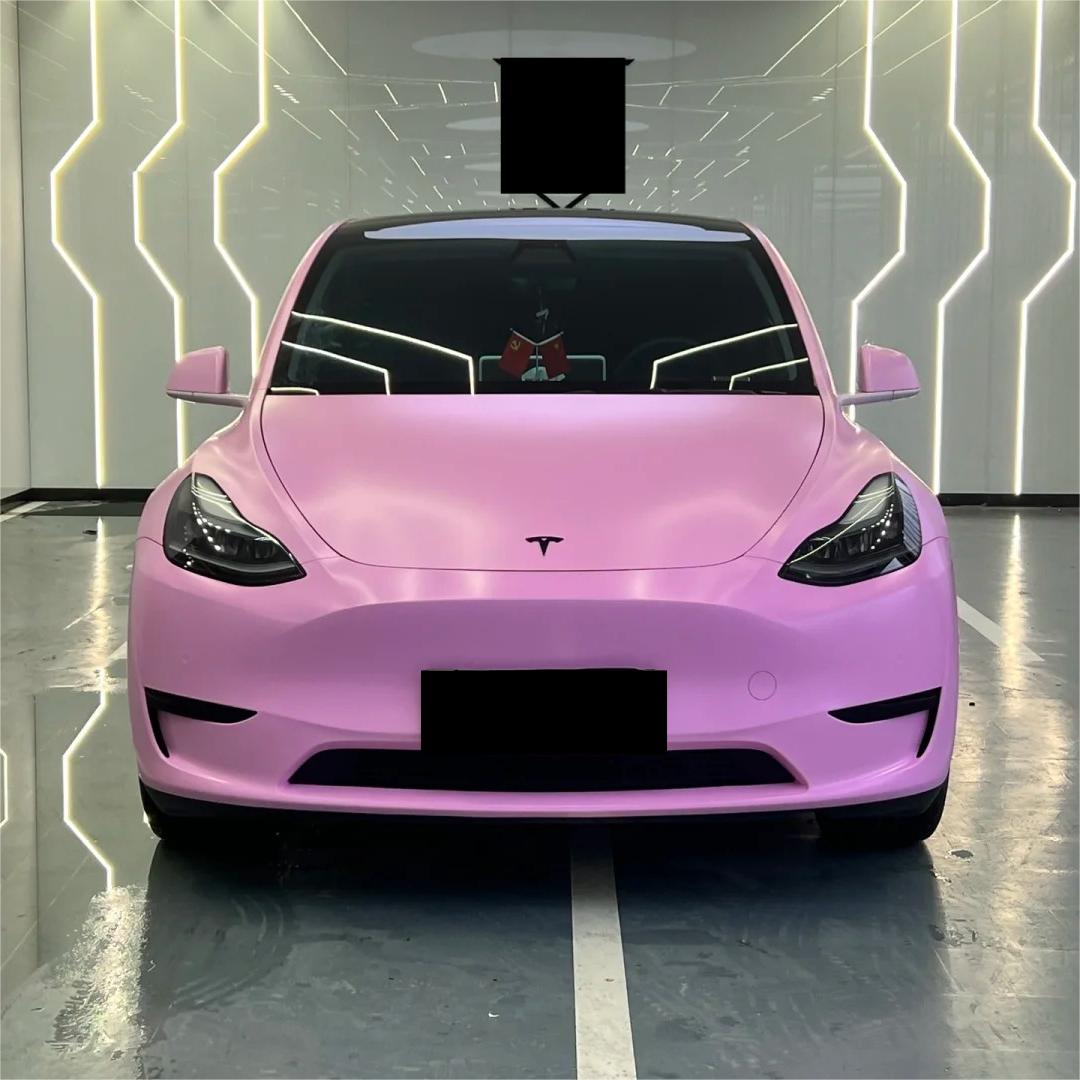 Matte Satin Bubblegum Pink Car Vinyl Wrap review tesla 00