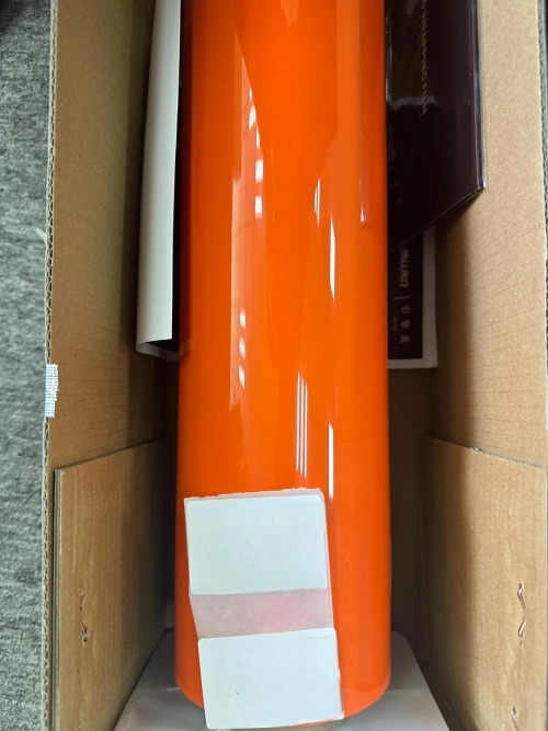 Gloss Crystal Fire Orange Car Vinyl Wrap PET review 