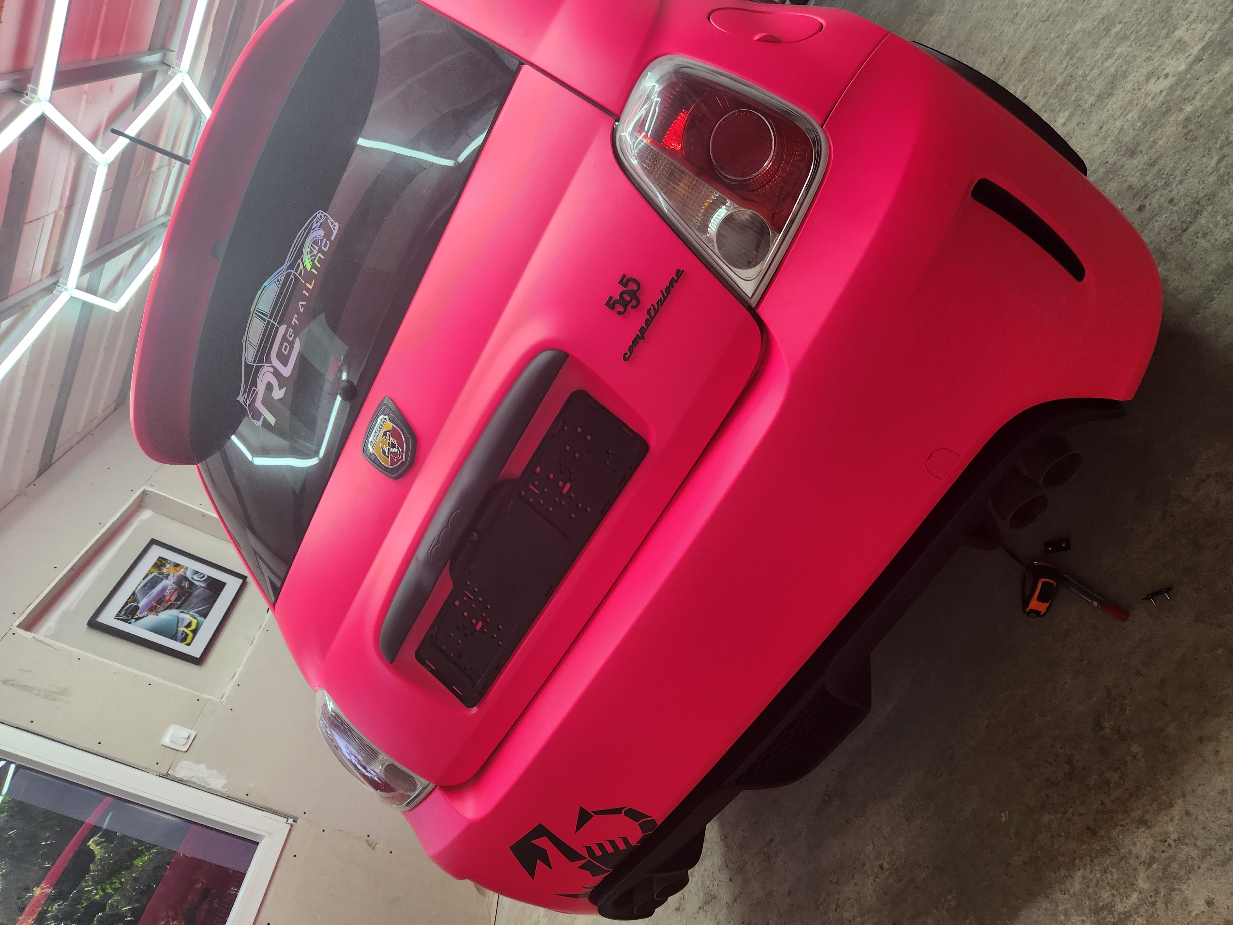 Ultimate Flat Fluorescent Pink Car Vinyl Wrap PET review Rcdetailing 02